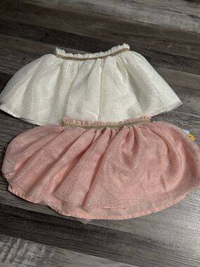 Cat & Jack Glitter Tulle Skirt Set - Pink & white
